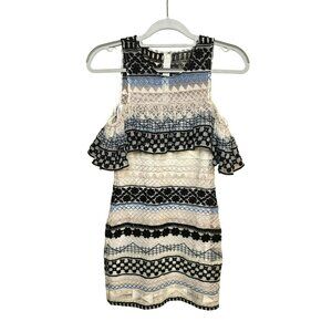 Eleni Boho Dress Womens XS 15x34.5 Ruffle Trim‎ Cold-Shoulder